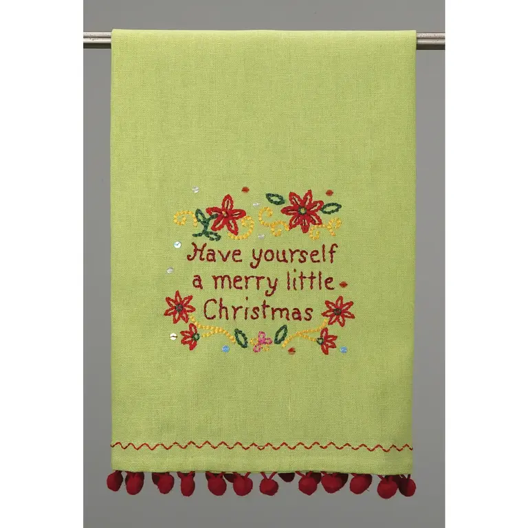 PK Handcraft Embroidered  Cotton Kitchen Towel Merry Little Christmas