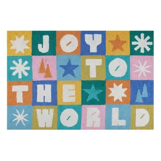 PK Handcraft Hooked Wool Accent Rug Joy To The World Patchwork 2x3'