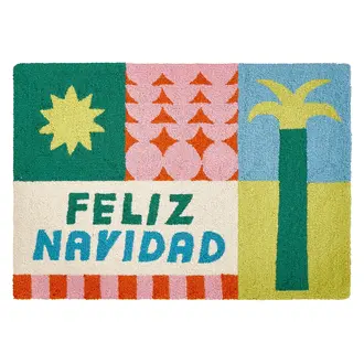 PK Handcraft Hooked Wool Accent Rug Feliz Navidad 2x3'