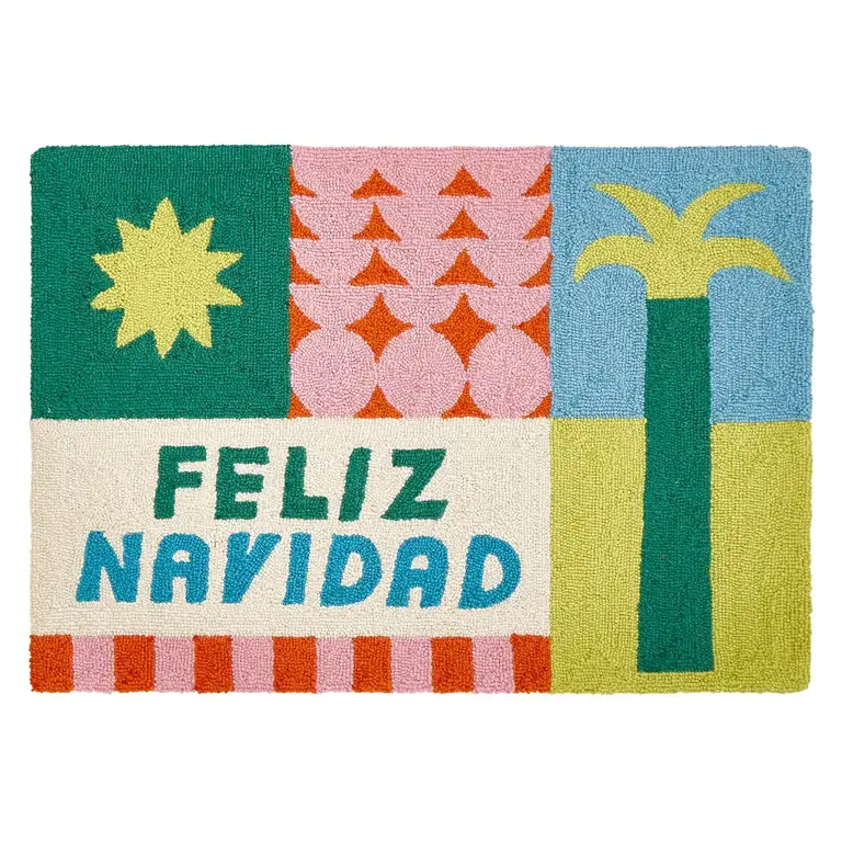 PK Handcraft Hooked Wool Accent Rug Feliz Navidad 2x3'