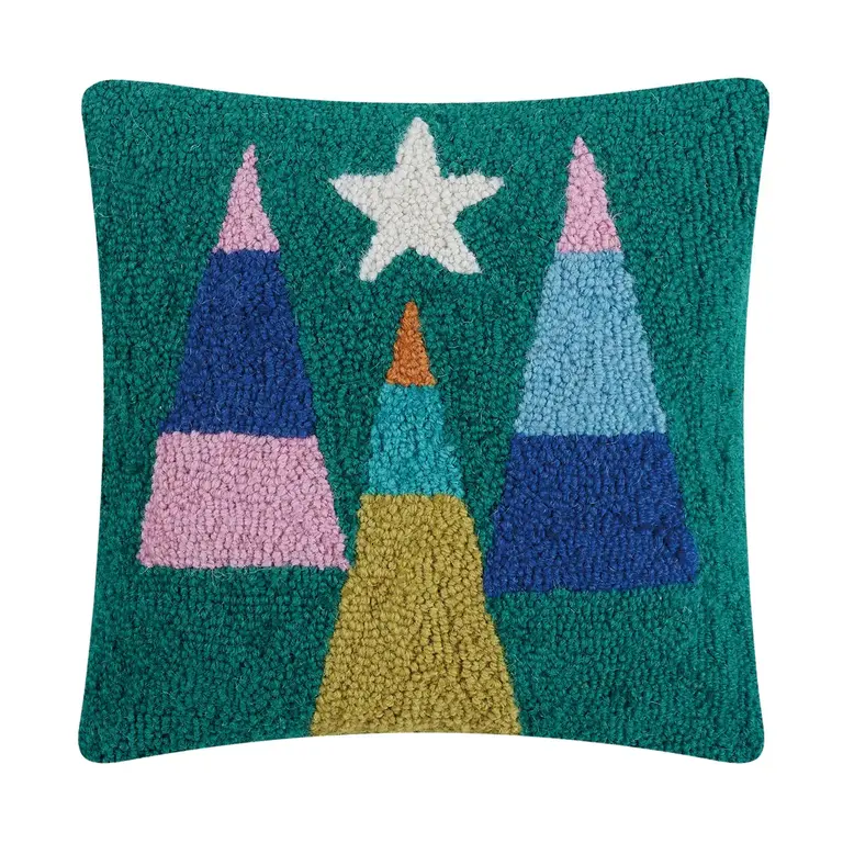 PK Handcraft Hooked Wool Starry Forest Cushion (w. Insert) 14"