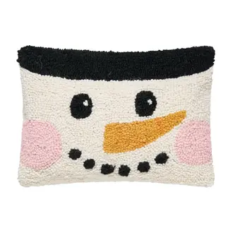 PK Handcraft Hooked Wool Snowman Face Cushion (w. Insert) 12x8"