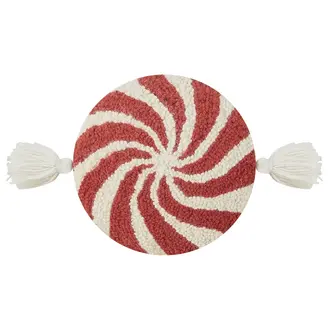 PK Handcraft Hooked Wool Peppermint Swirl Cushion 9"