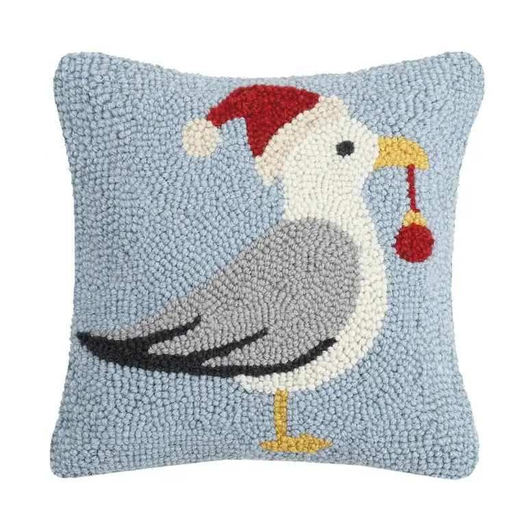 PK Handcraft Hooked Wool Christmas Seagull Cushion (w. Insert) 10"