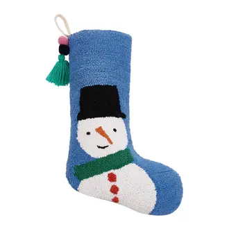PK Handcraft Hooked Wool Snowman Pom Pom Stocking 12x20"