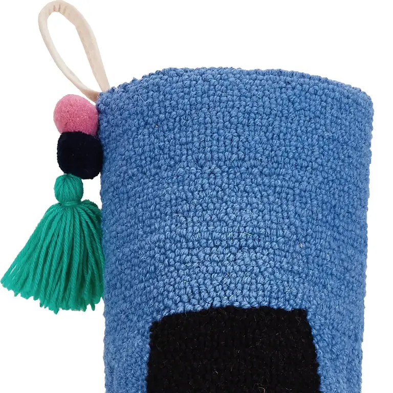 PK Handcraft Hooked Wool Snowman Pom Pom Stocking 12x20"