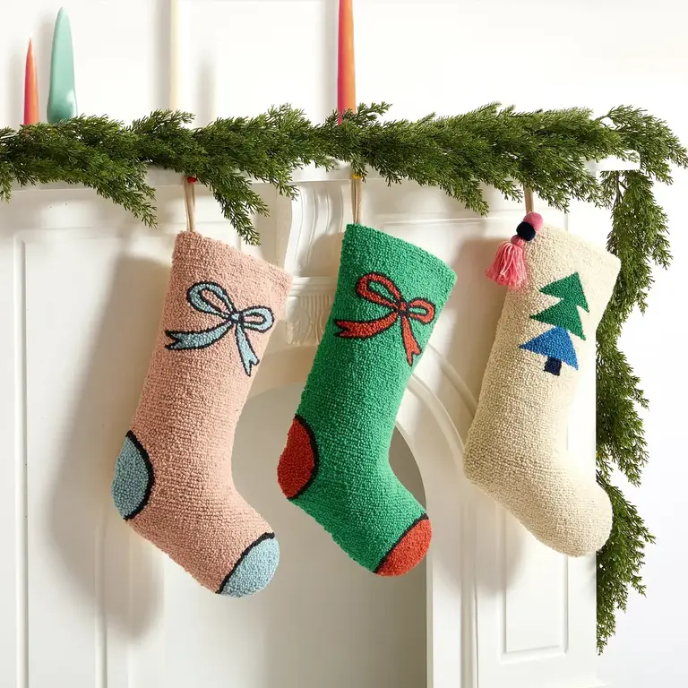 PK Handcraft Hooked Wool Tree Tassel Stocking 12x20"