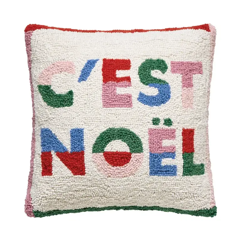 PK Handcraft Hooked Wool C'est Noel Cushion (w. Insert) 16"