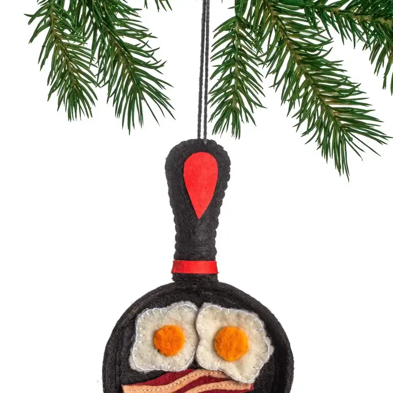 SRB Bacon and Eggs Felted Ornament