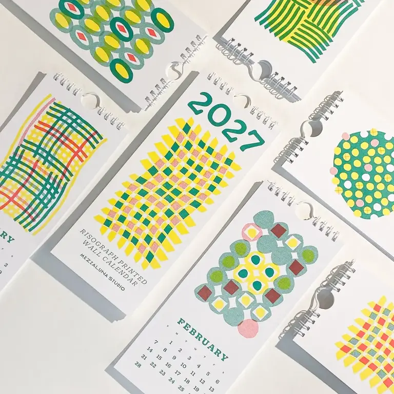 Mezzaluna Mezzaluna Risograph Print 2027 Wall Calendar