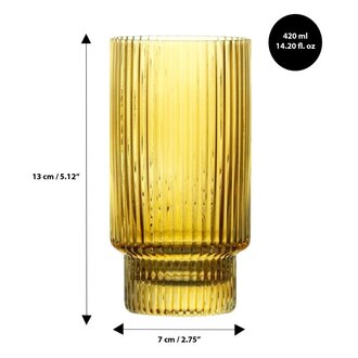 ICM ICM Ribbed Highball Glass Amber 14.2 oz ICM ICM Ribbed Highball Glass Amber 14.2 oz