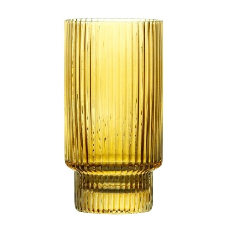 ICM ICM Ribbed Highball Glass Amber 14.2 oz