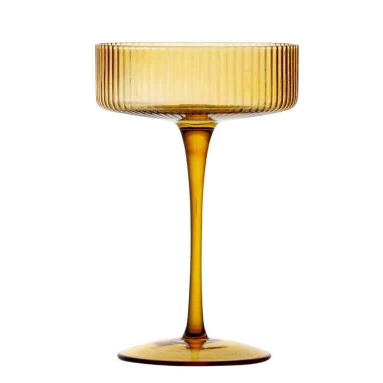 ICM ICM Ribbed Coupe Cocktail Glass Amber 9.8 oz