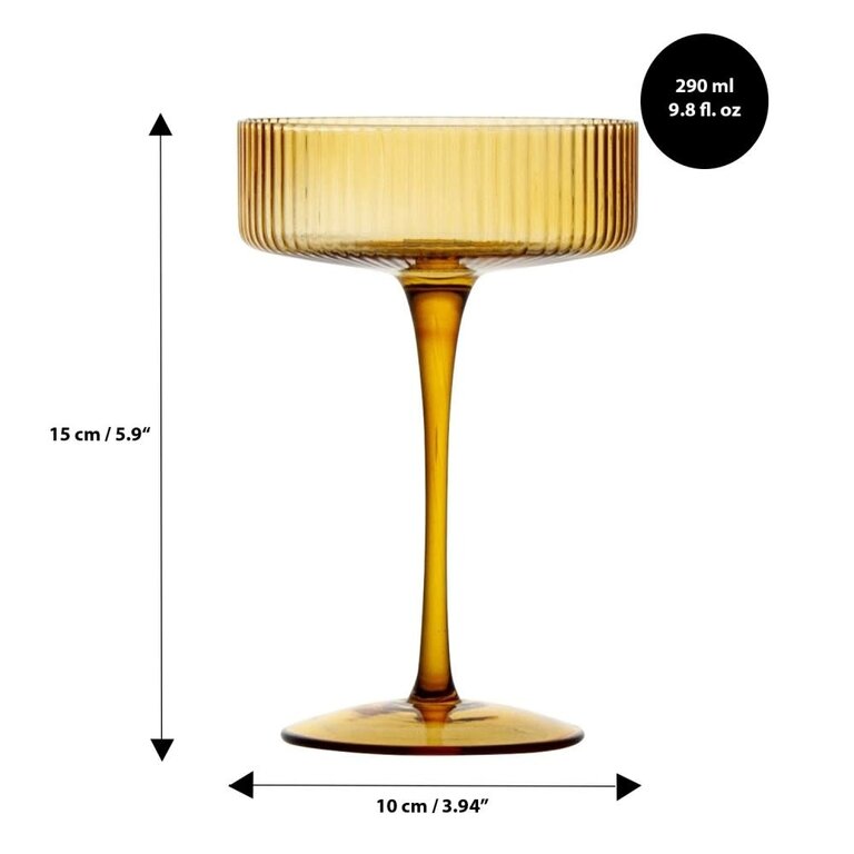 ICM ICM Ribbed Coupe Cocktail Glass Amber 9.8 oz