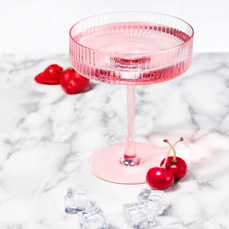 ICM ICM Ribbed Coupe Cocktail Glass Rose 9.8 oz