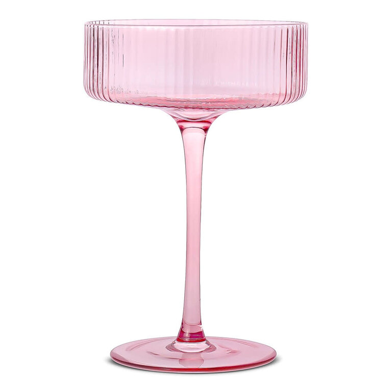 ICM ICM Ribbed Coupe Cocktail Glass Rose 9.8 oz