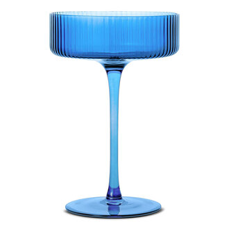 ICM ICM Ribbed Coupe Cocktail Glass Azure 9.8 oz ICM ICM Ribbed Coupe Cocktail Glass Azure 9.8 oz