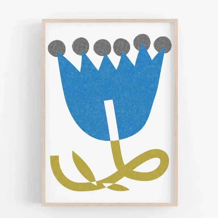 Mezzaluna Mezzaluna Risograph Print Big Blue Flower (8.5x11) Unframed