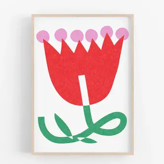 Mezzaluna Mezzaluna Risograph Print Big Red Flower (8.5x11) Unframed Mezzaluna Mezzaluna Risograph Print Big Red Flower (8.5x11) Unframed