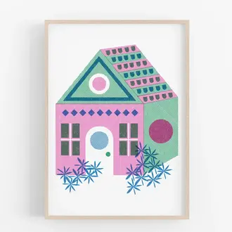 Mezzaluna Mezzaluna Risograph Print Geometric House (8.5x11) Unframed Mezzaluna Mezzaluna Risograph Print Geometric House (8.5x11) Unframed