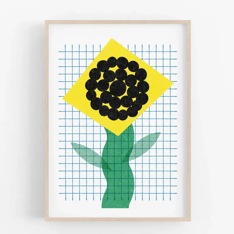 Mezzaluna Mezzaluna Risograph Print Grid Sunflower (8.5x11) Unframed