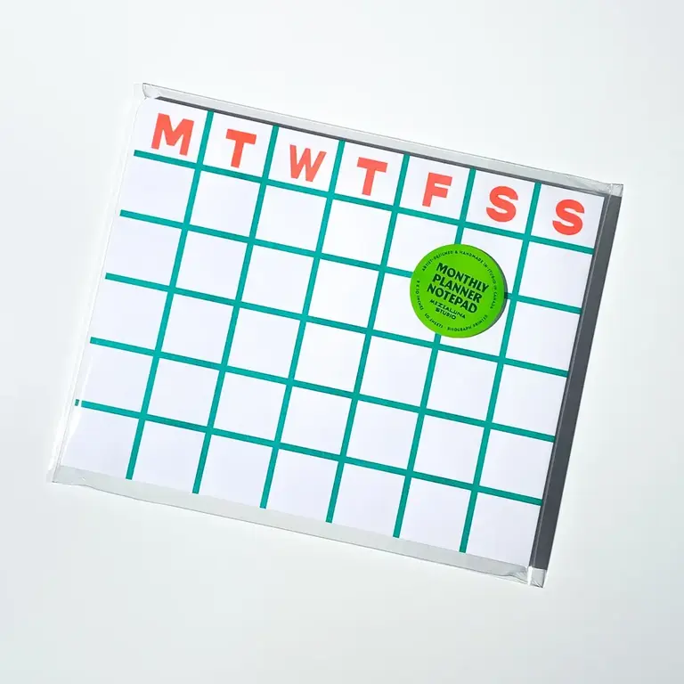 Mezzaluna Mezzaluna Risograph Monthly Planner Notepad Green