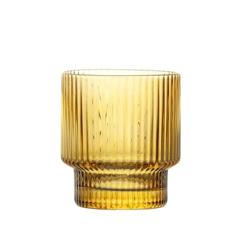 ICM Ribbed Old Fashioned Tumbler - Amber