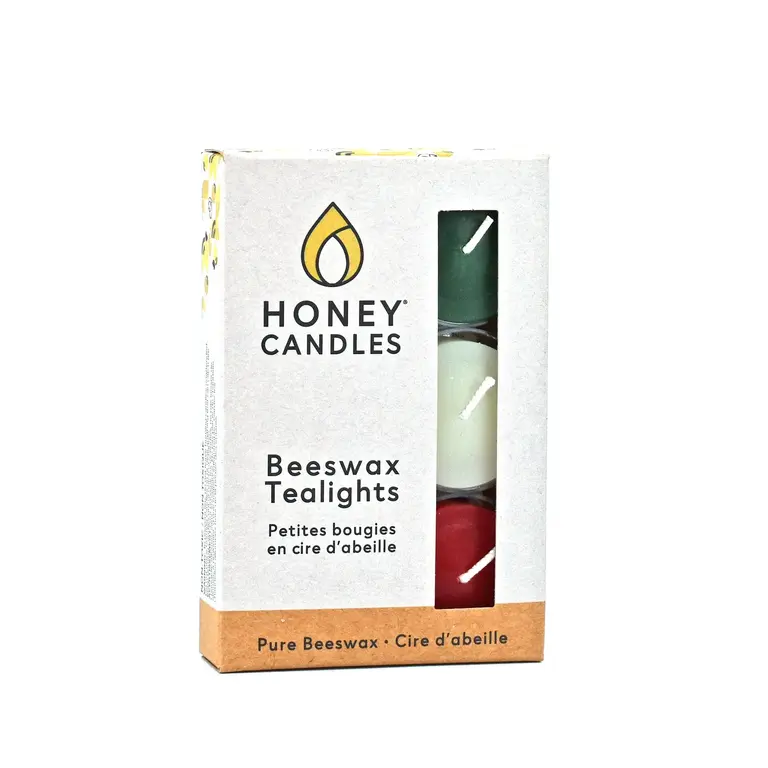 Honey Candles HC Beeswax Tealight Holiday Colours Box 6