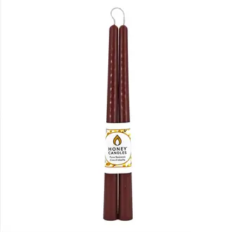 Honey Candles HC Beeswax Candle - Taper Pair 12" Brown