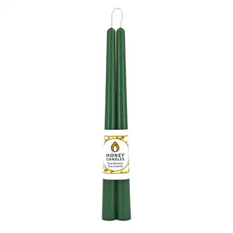 Honey Candles HC Beeswax Candle - Taper Pair 12" Green