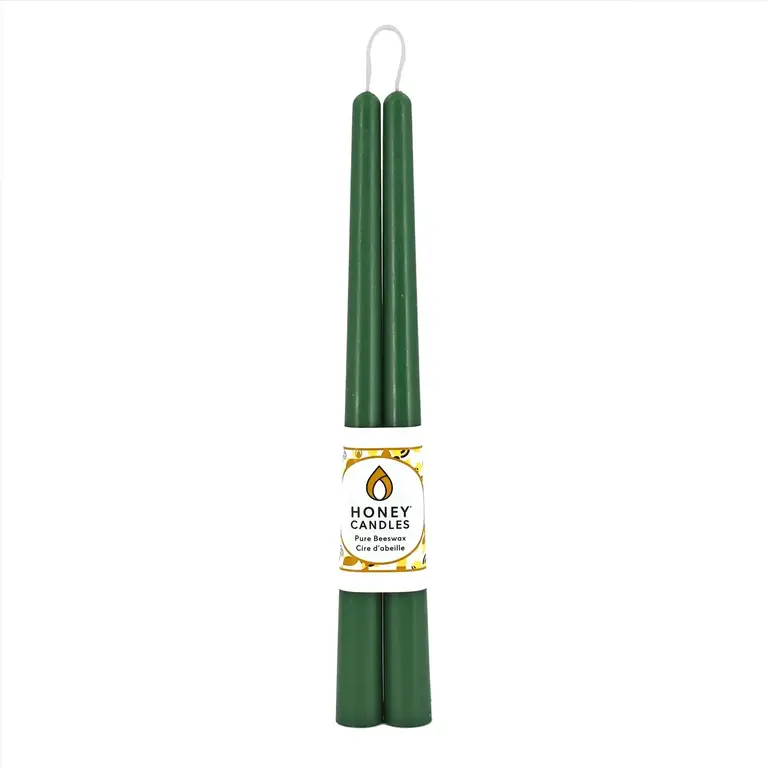 Honey Candles HC Beeswax Candle - Taper Pair 12" Green