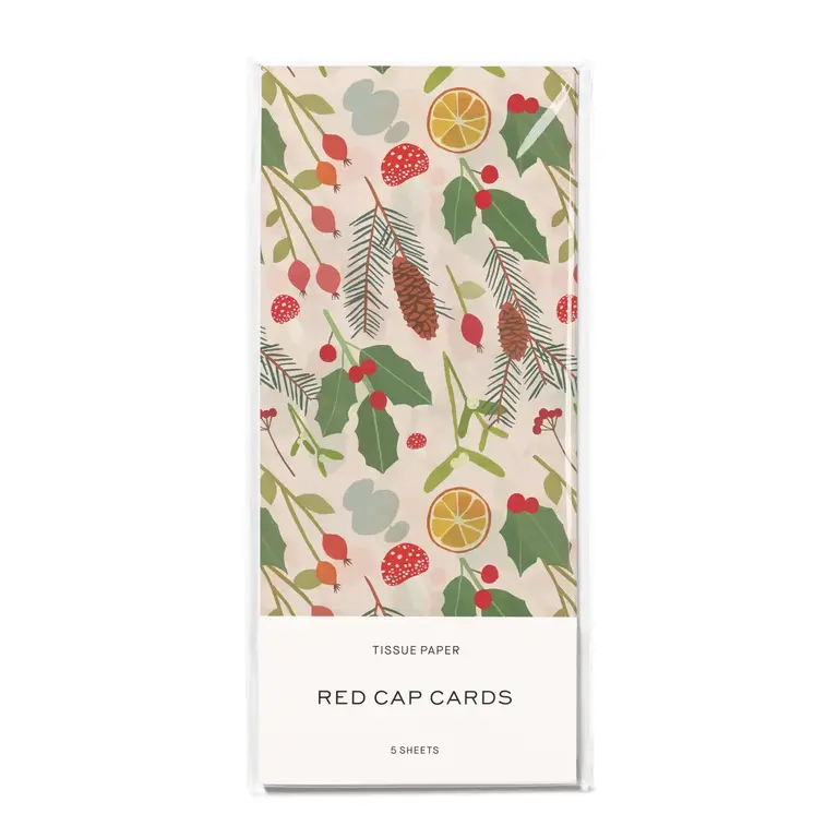 Red Cap Cards Red Cap Tissue Paper (5 sheets) Holiday Greens