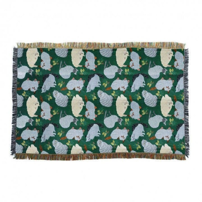 Hachi Japan Miyuki Matsuo Woven Jacquard Tapestry Cats & Leaves 153x90cm