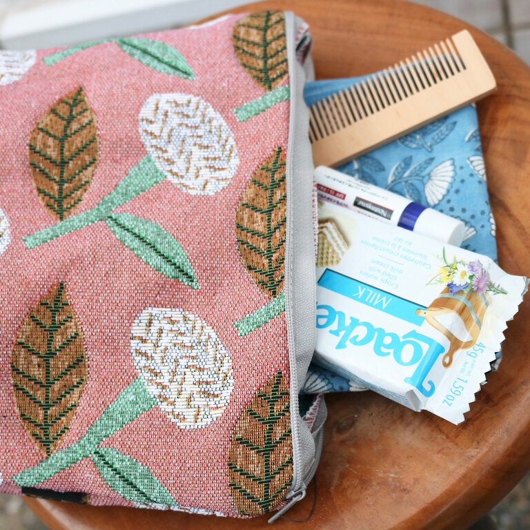 Hachi Japan Miyuki Matsuo Woven Jacquard Travel Pouch Ajisai