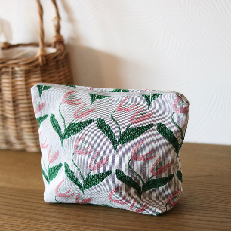 Hachi Japan Miyuki Matsuo Woven Jacquard Travel Pouch Tulip