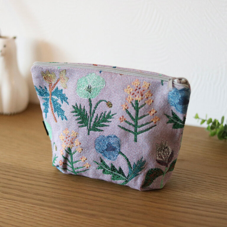 Hachi Japan Miyuki Matsuo Jacquard Travel Pouch Flower Purple