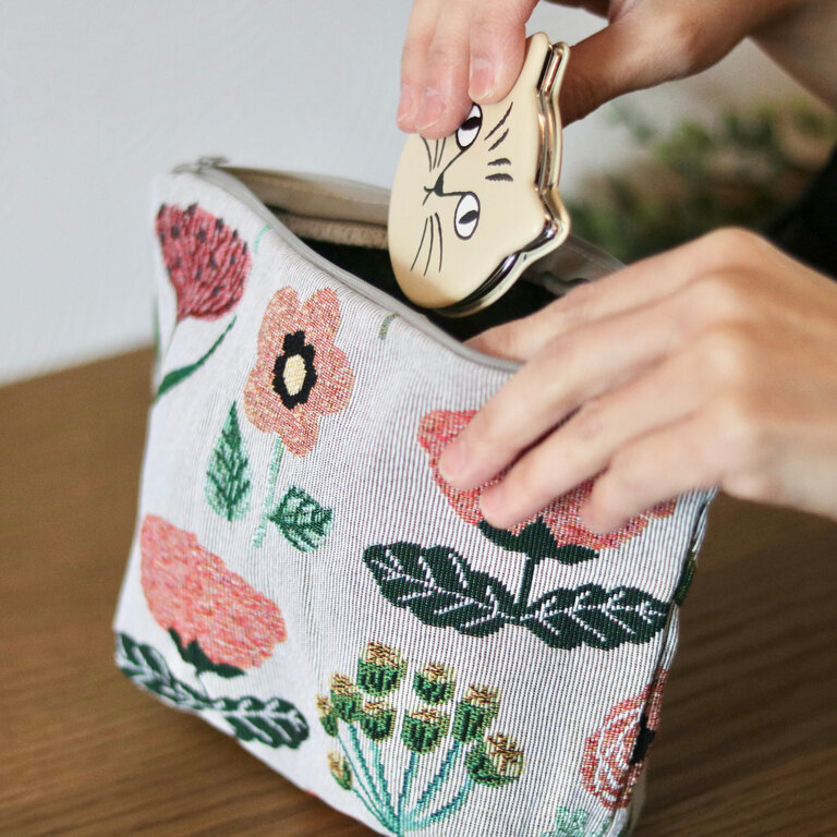 Hachi Japan Miyuki Matsuo Jacquard Travel Pouch Flower Natural