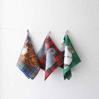 Hachi Japan Miyuki Matsuo Plaid Cat Hankie/Scarf/Wrap 50cm
