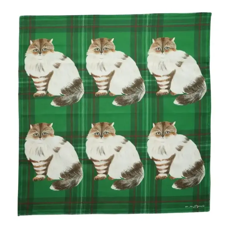 Hachi Japan Miyuki Matsuo Plaid Cat Hankie/Scarf/Wrap 50cm