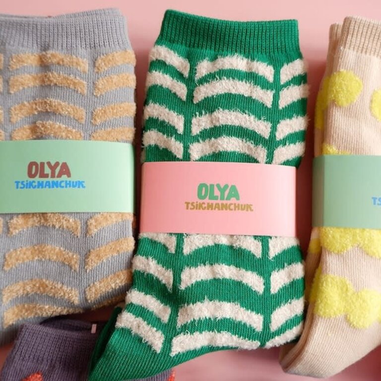 Hachi Japan Olya Fluffy Socks Green Tile