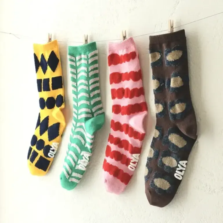Hachi Japan Olya Fluffy Socks Dark Grey Shapes