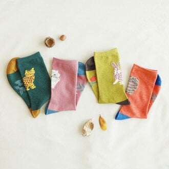 Hachi Japan Miyuki Matsuo Cotton Socks Cat