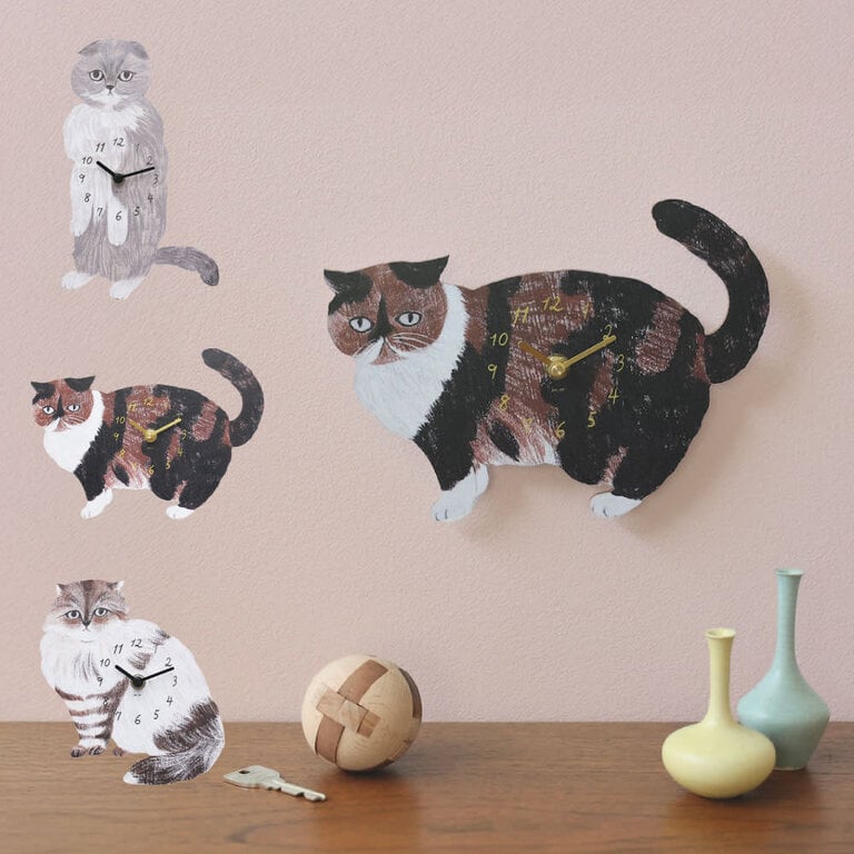 Hachi Japan Matsuo Miyuki Diecut Cat Wall Clock