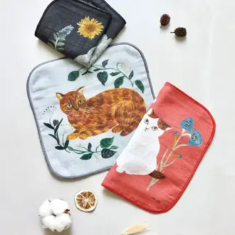Hachi Japan Miyuki Matsuo Cotton Cat Handkerchief