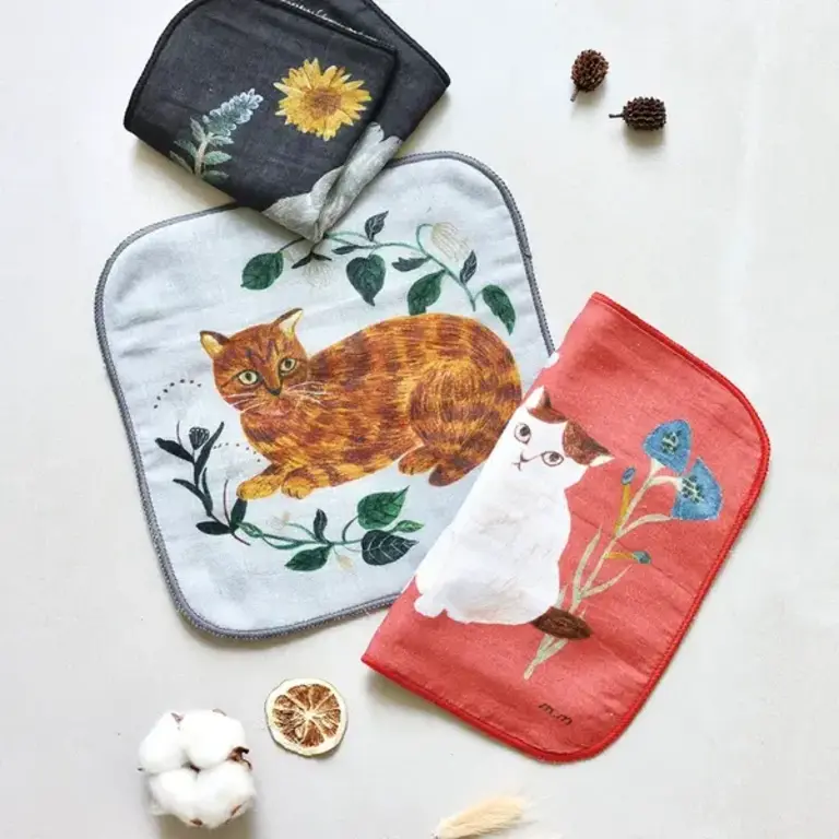 Hachi Japan Miyuki Matsuo Cotton Cat Handkerchief