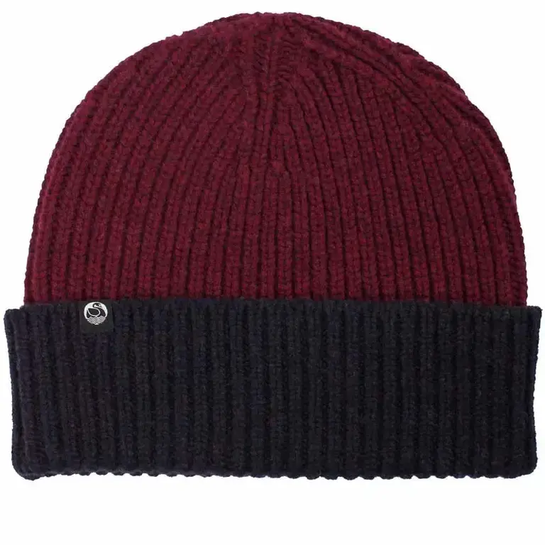 Danefae Danefae Warm Thoughts Merino Beanie Dark Bordeaux/Navy
