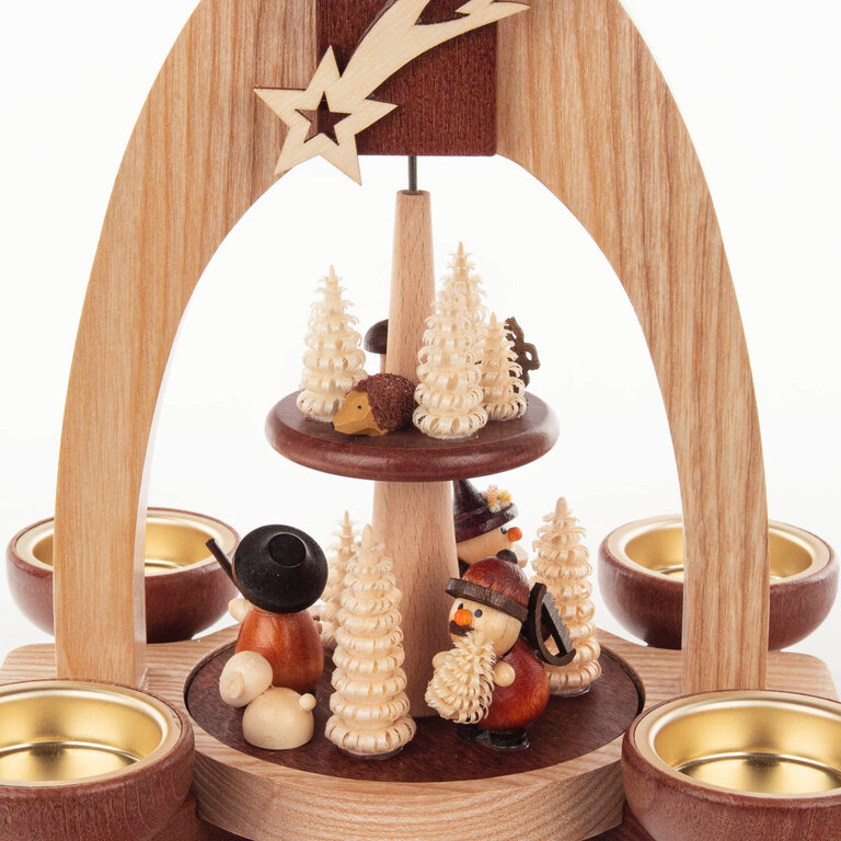 DS German Pyramid Forest Scene 2 Tier Tealight