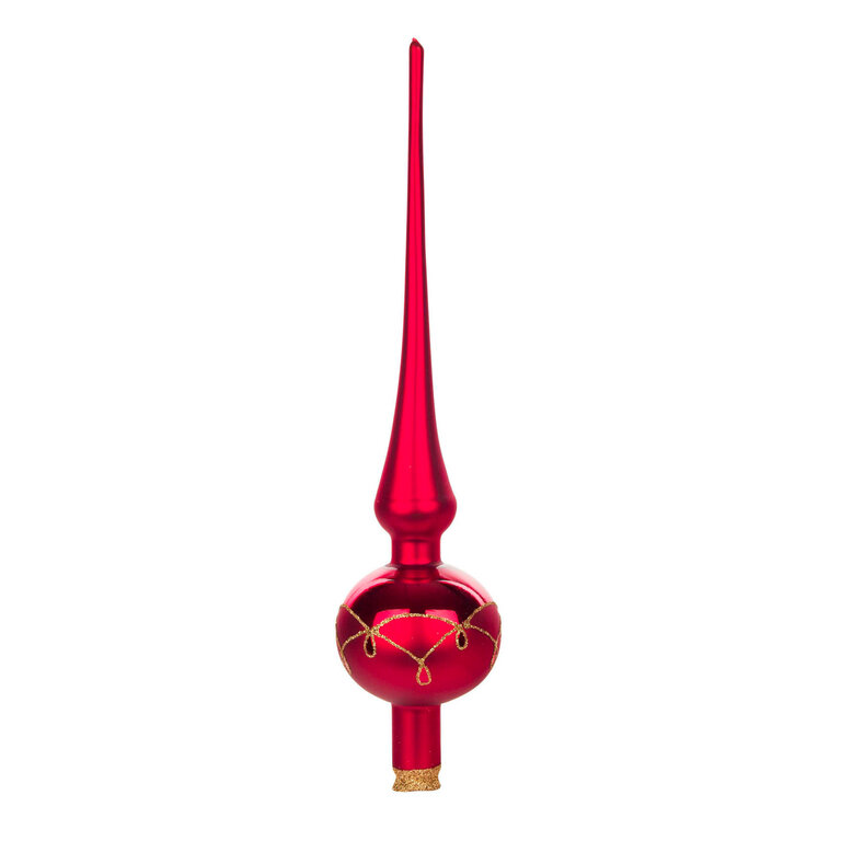 DS German Glass Tree Topper Red 27cm