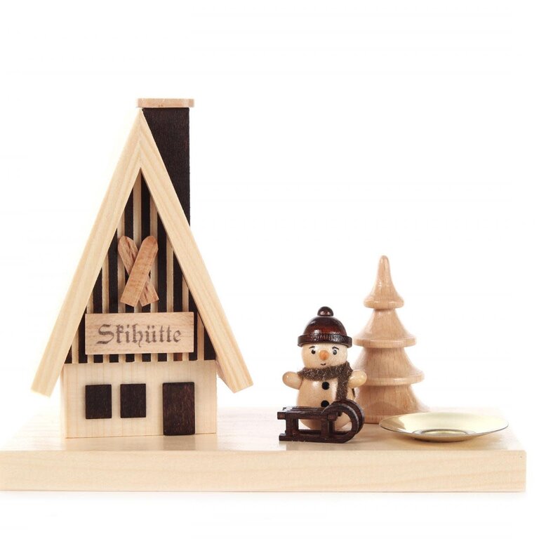 DS German Smoking House Snowman w. Candle