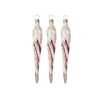 DS German Icicle Ornament White/Red (Single)